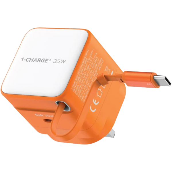 Momax 1-CHARGE+ UM72UKM 35W GaN充電器 | 可伸縮USB-C線 | 智能安全保護
