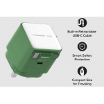 Momax 1-CHARGE+ UM72UKG 35W GaN充電器 | 可伸縮USB-C線 | 智能安全保護