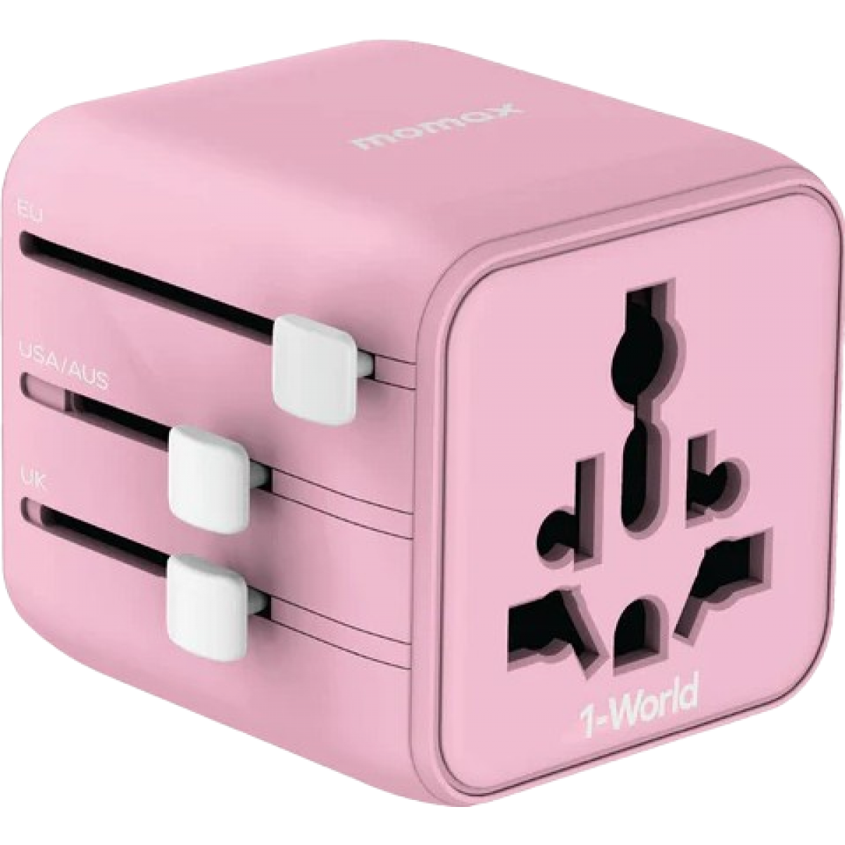 Momax 1-WORLD UA19UKP 全球通用旅行轉換插座 (粉紅) | 雙AC插座 | 輕巧便攜