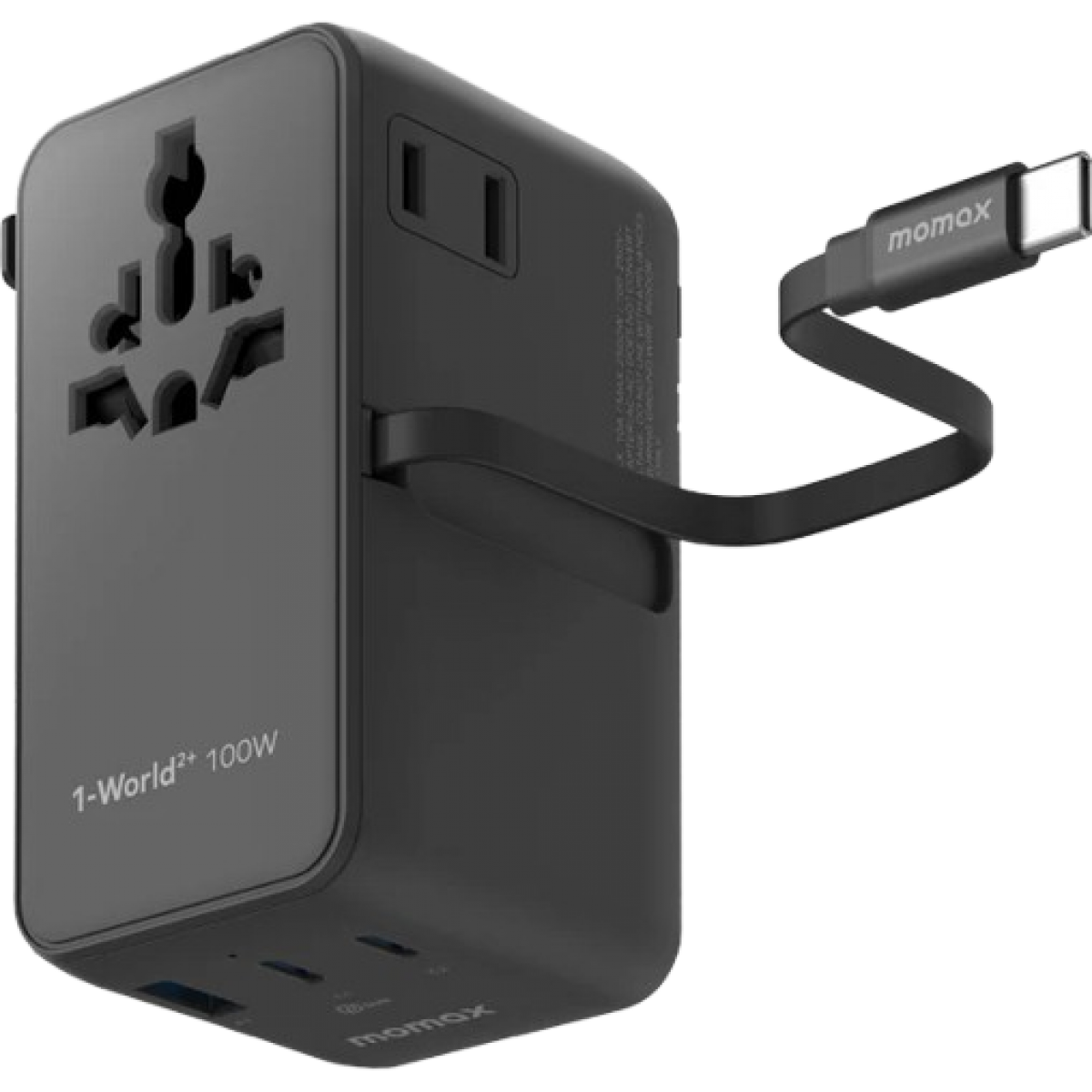 Momax 1-World²+ UA25UKD 100W 旅行插座 | 伸縮USB-C線 | 4接口