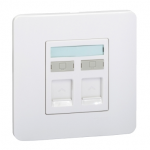 Schneider Electric 施耐德電氣 E8432TDRJS_5_WE Zencelo 兩位RJ11電話及RJ45 5e類數據插座 (Keystone面板備防塵活門) (凝白)