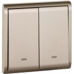 Schneider Electric 施耐德電氣 E8232L1F_WG_C5 Pieno 16AX 兩位單控開關掣連螢光指示 (沉醉金)