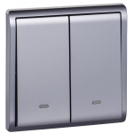 Schneider Electric 施耐德電氣 E8232L2F_LS_C5 Pieno 16AX 兩位雙控開關掣連螢光指示 (薰衣草銀)