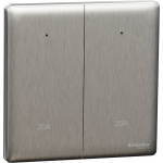 Schneider Electric 施耐德電氣 NUX32D20N_SS Unica X 20A 兩位雙極開關掣連LED指示燈 (炫星銀)