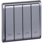 Schneider Electric 施耐德電氣 E8234L1F_LS_C5 Pieno 10AX 四位單控開關掣連螢光指示 (薰衣草銀)