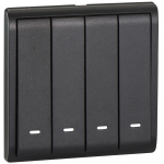 Schneider Electric 施耐德電氣 E8234L1F_MB_C5 Pieno 10AX 四位單控開關掣連螢光指示 (寫意黑)