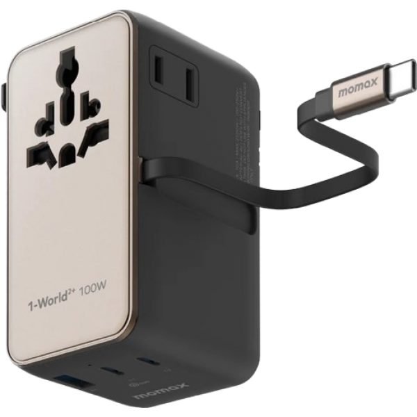 Momax 1-World²⁺ UA25UKD 100W 伸縮充電線四接口旅行充電插座 (鈦色)