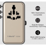 Momax 1-World²⁺ UA25UKD 100W 伸縮充電線四接口旅行充電插座 (鈦色)