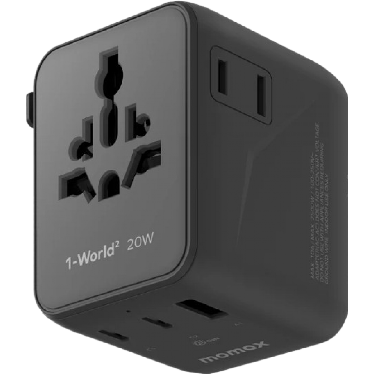 Momax 1-World² UA26UKD 20W 三接口旅行充電插座 (黑色)