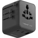 Momax 1-World² UA26UKD 20W 三接口旅行充電插座 (黑色)