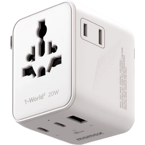 Momax 1-World² UA26UKW 20W 三接口旅行充電插座 (白色)
