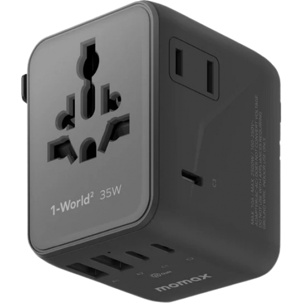 Momax UA27UKD 1-World² 35W 五接口旅行充電插座 (黑色) - GaN技術