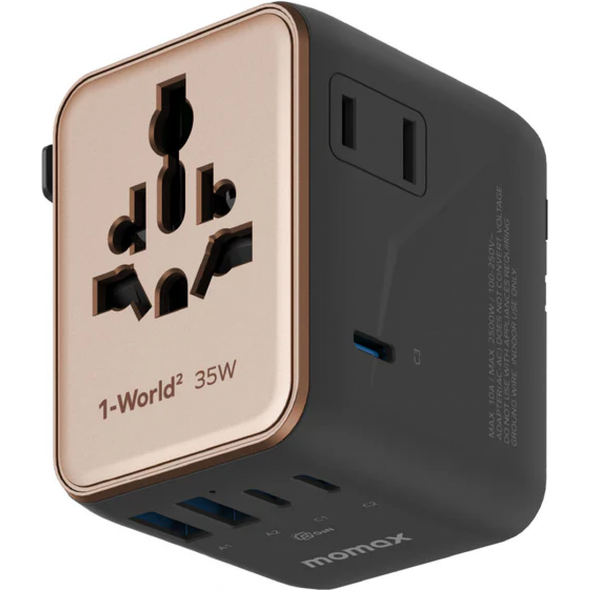 Momax UA27UKL2 1-World² 35W 五接口旅行充電插座 (砂岩色) - GaN技術