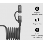 Momax DL60D Mag.Link 磁吸連接線 (2米) - USB-C to C & Lightning 60W