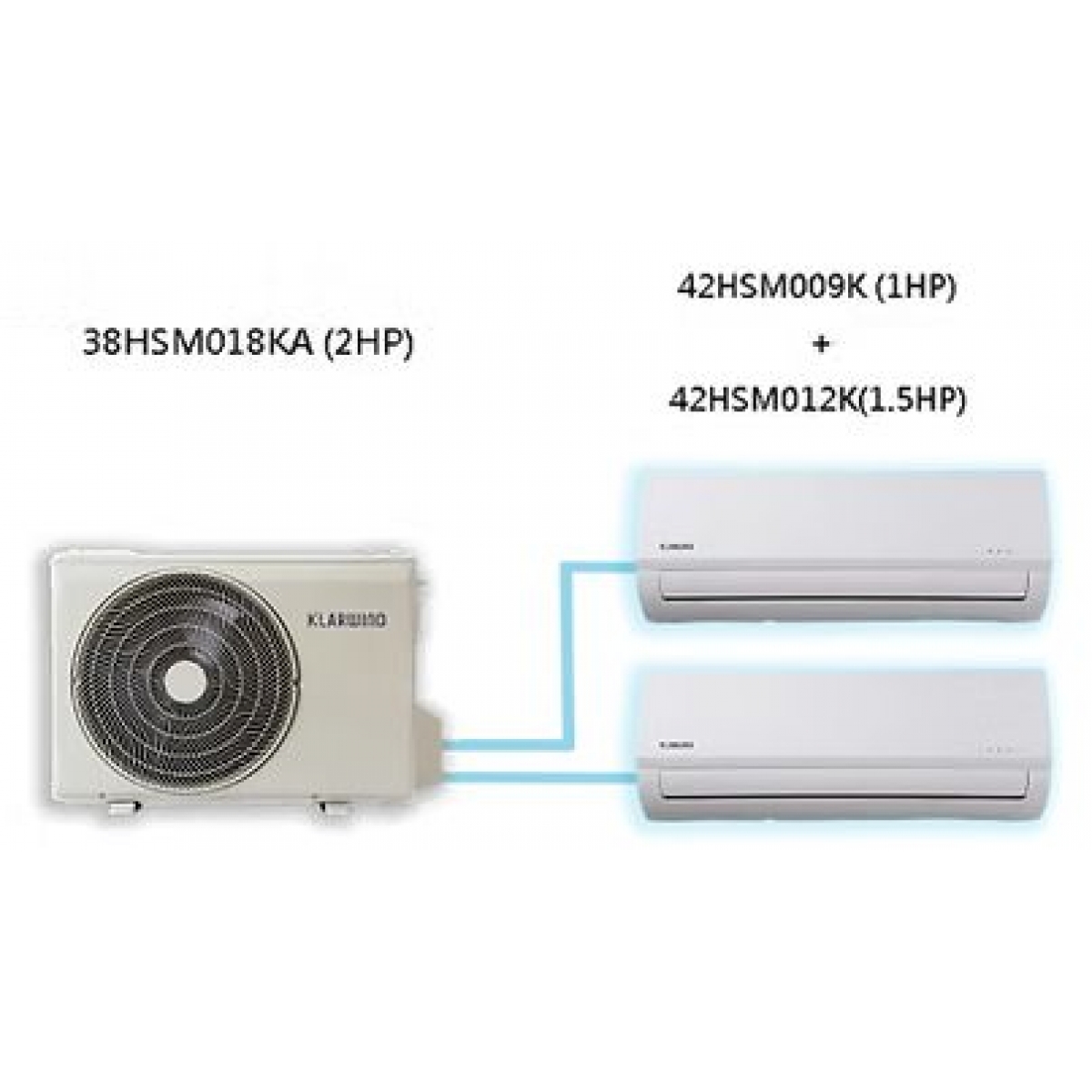 Klarwind 海迅 1.0匹+1.5匹 R32 淨冷多聯式分體冷氣機 (套裝)