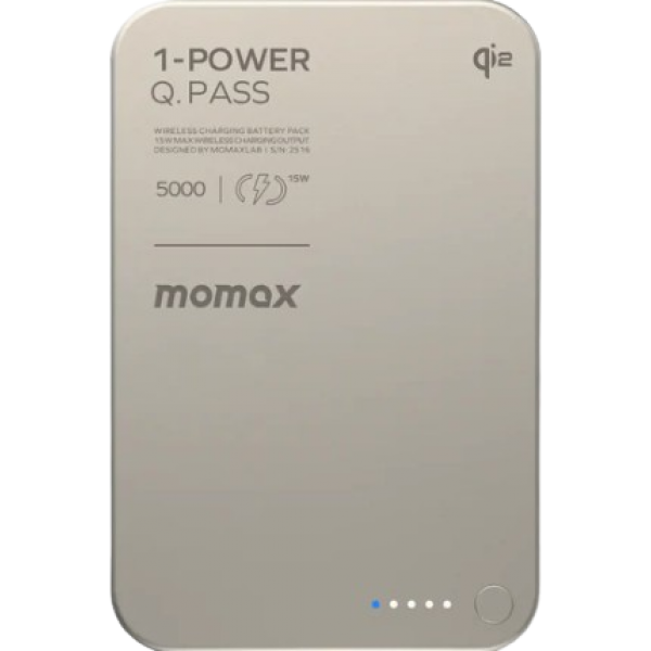 Momax IP129Q2L 1-Power Q.Pass 5000mAh Qi2 磁吸流動電源 (CCC 認證)