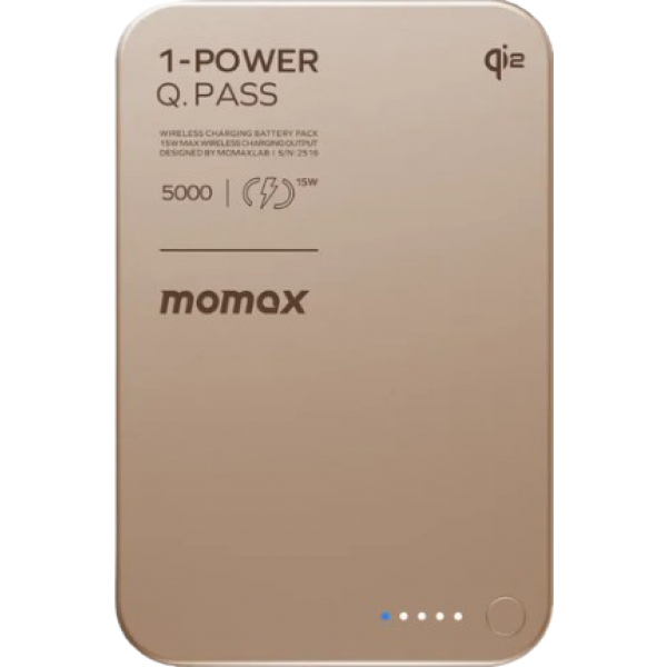 Momax IP129Q2L2 1-Power Q.Pass 5000mAh Qi2 磁吸流動電源 (CCC 認證)
