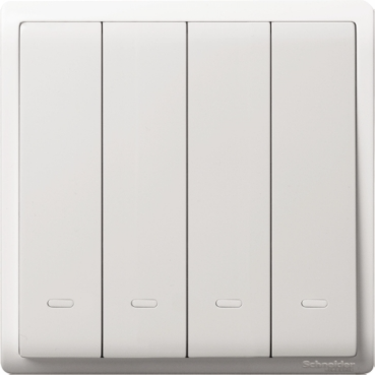 Schneider Electric Pieno E8234L2F 四位雙控開關掣 (凝白) - 10 AX 電阻負載適用，內置螢光指示