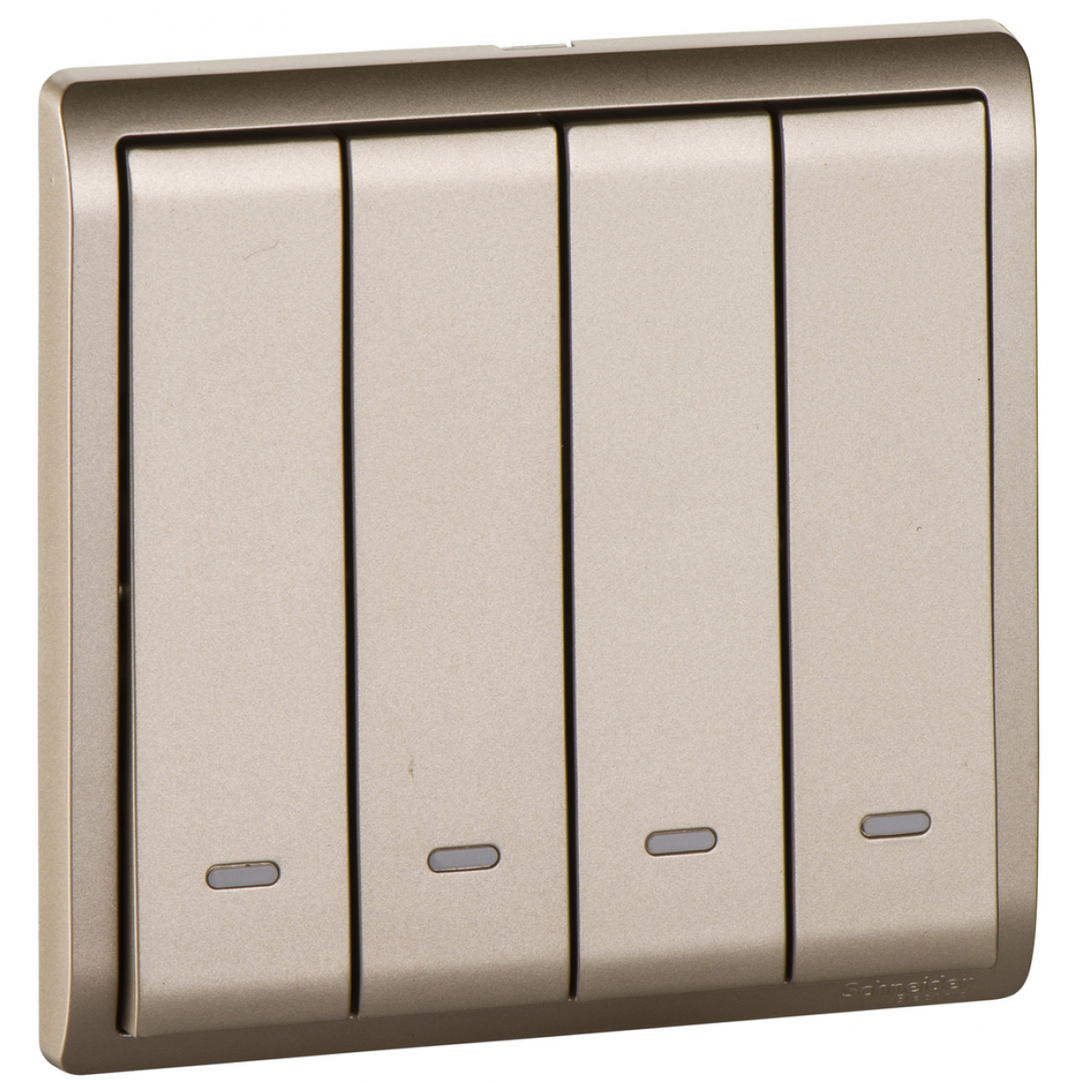 Schneider Electric Pieno E8234L2F 四位雙控開關掣 (沉醉金) - 10 AX 電阻負載適用，內置螢光指示