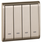 Schneider Electric 施耐德電氣 E8234L2F_WG_G1 Pieno 四位雙控開關掣連螢光指示 (沉醉金)