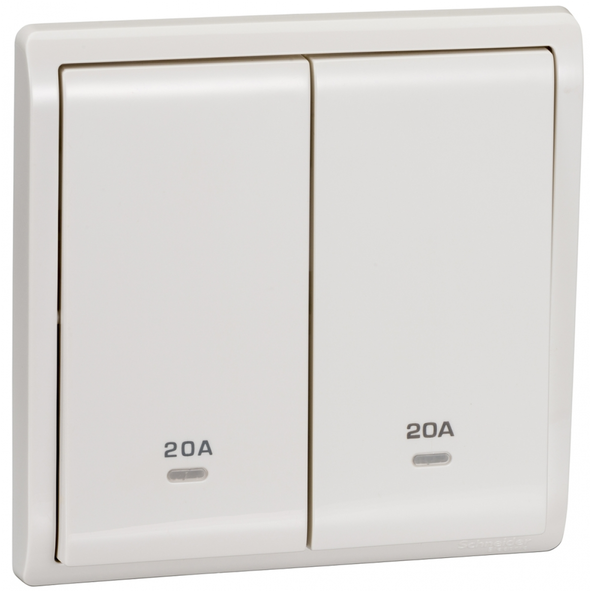 Schneider Electric Pieno E8232D20N 20A 兩位雙極開關掣連指示燈 (凝白)