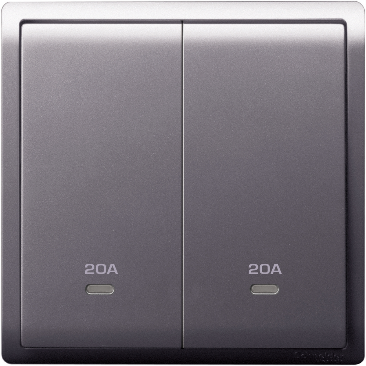 Schneider Electric Pieno E8232D20N 20A 兩位雙極開關掣連指示燈 (薰衣草銀)