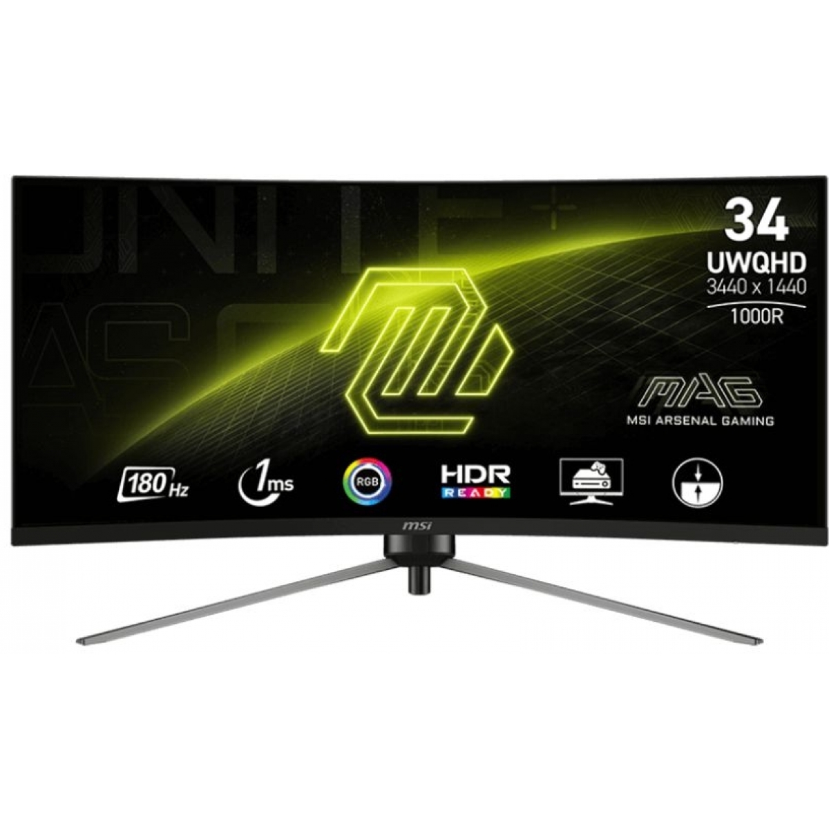MSI MAG 345CQR 34吋 UWQHD 180Hz 曲面電競顯示器｜1000R 曲率、1ms 反應時間
