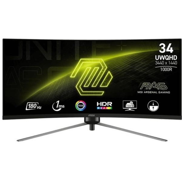 MSI MAG 345CQR 34吋 UWQHD 180Hz 曲面電競顯示器｜1000R 曲率、1ms 反應時間