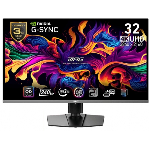 MSI MPG 321URX 32吋 4K QD-OLED 240Hz 量子點電競顯示器｜OLED Care 2.0、HDMI 2.1