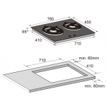 Cristal 尼斯 G7200ABT 76厘米 嵌入式雙頭氣體爐 - 強勁火力5.2kW、安全熄火裝置