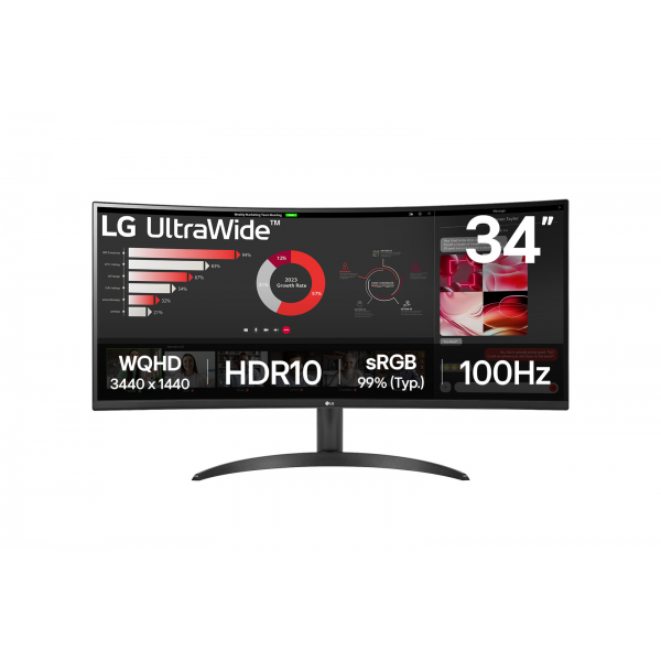 LG 樂金 34WR50QK-B 34吋 UltraWide™ QHD 弧形顯示器