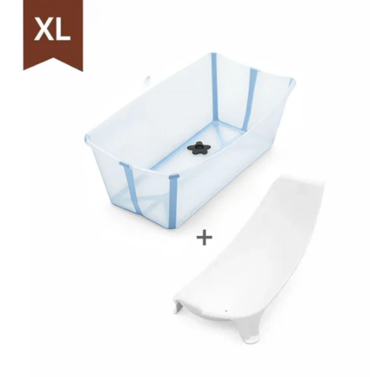 Stokke® STK639613 Flexi Bath® 摺疊式浴盆連初生嬰兒浴架 XL套裝 (海洋藍色)