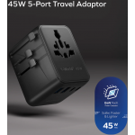 Momax UA31UKD 1-World² 45W 五接口雙 AC 旅行充電插座 (黑色)