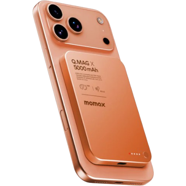 Momax Q.Mag X IP116AM 5000mAh 超薄磁吸流動電源 (橙色) (已獲CCC認證)