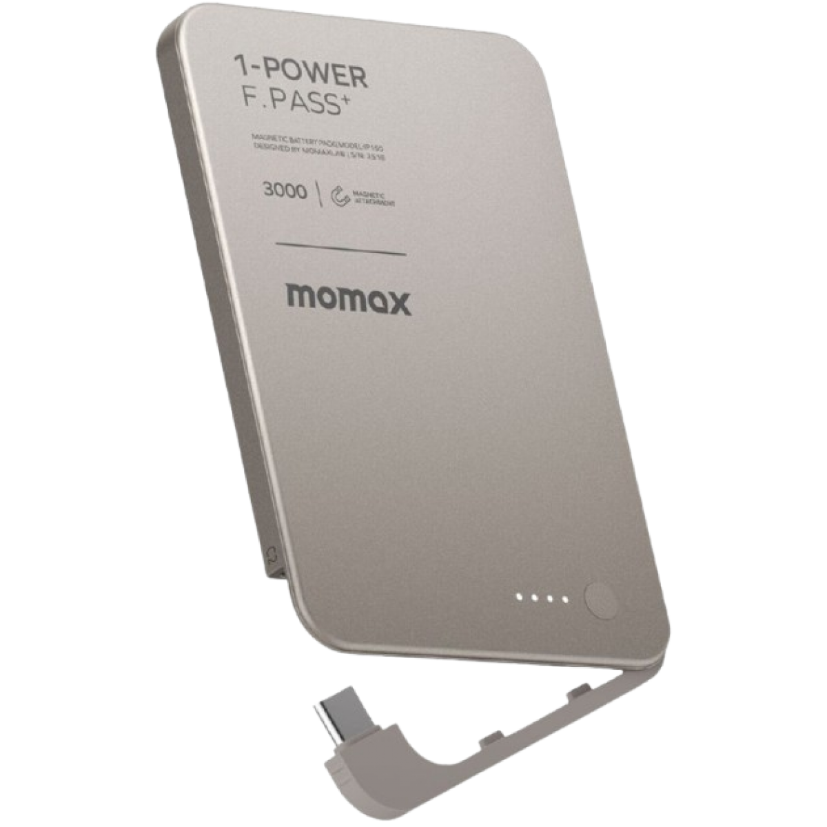 Momax IP160L 1-Power F.Pass⁺ 3000mAh 磁吸帶線流動電源