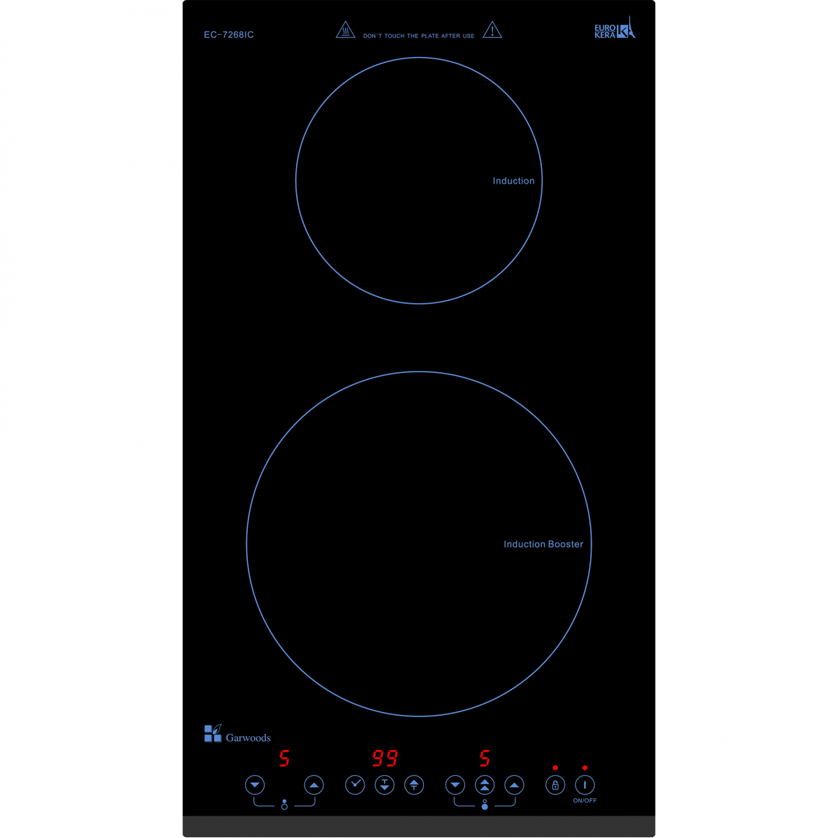 Garwoods 樂思 EC-7260IC-KB 29厘米 嵌入式雙頭電磁爐 (Series 7 Domino) (鑽黑玻璃)