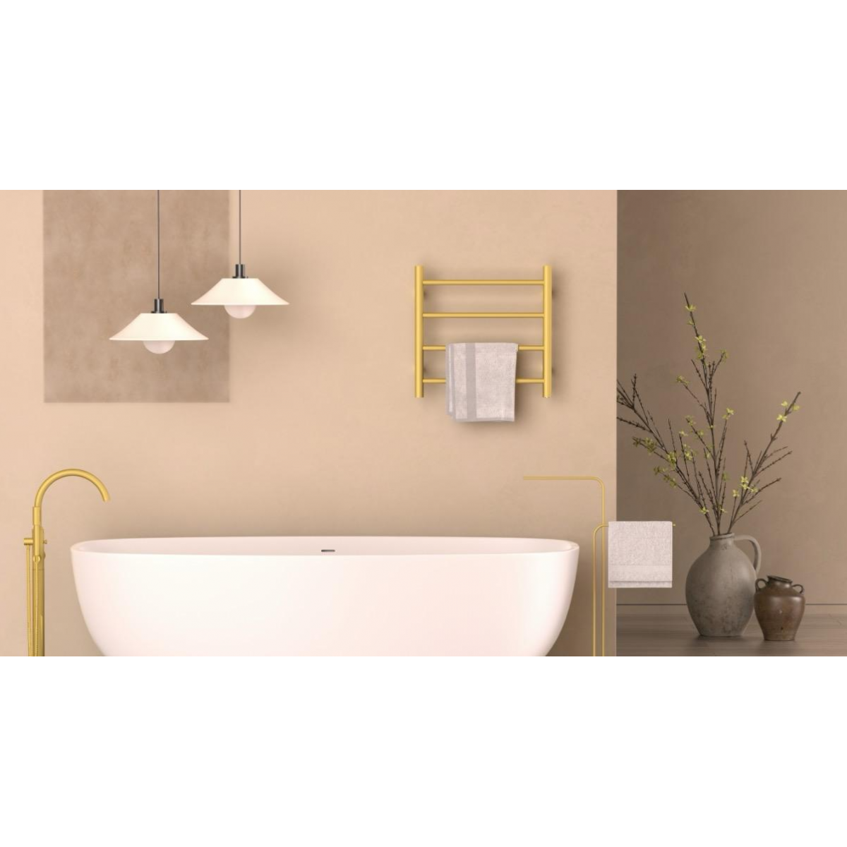 Azzurra AZR+ETR-ONE-4850#BG ONE-4850 電熱毛巾架 (拉絲金)