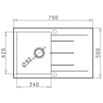 Pyramis 百利美 079810611 Alazia 花崗岩廚房昇盤 (79x50) 1B 1D (炭黑色)
