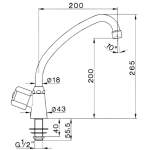 Cisal TR00074021 TR74 擰手(單冷) 底上星盆龍頭