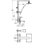 Walrus Serena 8166B.D56 明牆長方形雨淋式花灑組合連浴缸龍頭
