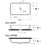 inbani LA473 QUADRO 長方形 台上盆