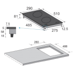Cristal 尼斯 PE29HL-2 30厘米 嵌入式雙頭電陶爐