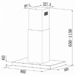 Baumatic BEI962X 90厘米 不銹鋼材質配燈光面板 島式抽油煙機