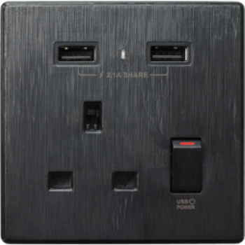 【已停產】M2K AP105AL-B 2.1A 單USB充電面板 (牆紙紋面板) (黑色)