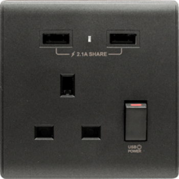 【已停產】M2K AP105APC-B 2.1A 單位 USB 電掣插座 (炭黑)