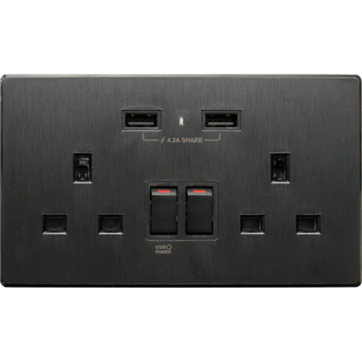 M2K AP202AL4-B 4.2A 雙USB充電面板 (牆紙紋系列) - 隱藏螺絲、多重保護