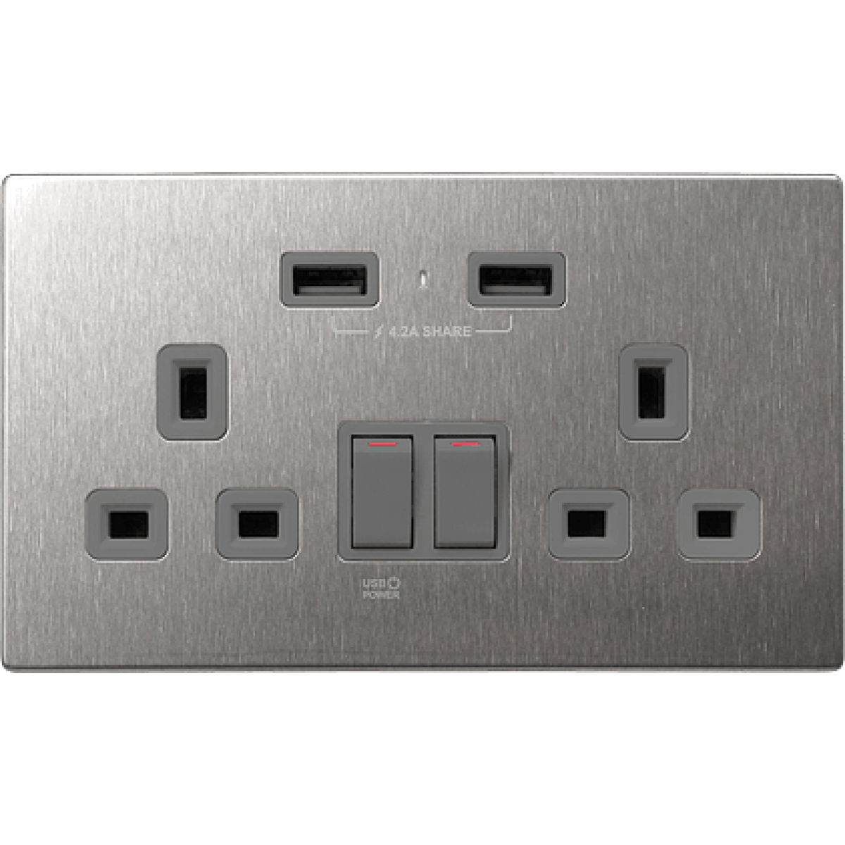 M2K AP202AM4-G 雙位USB電掣插座 (4.2A快速充電)